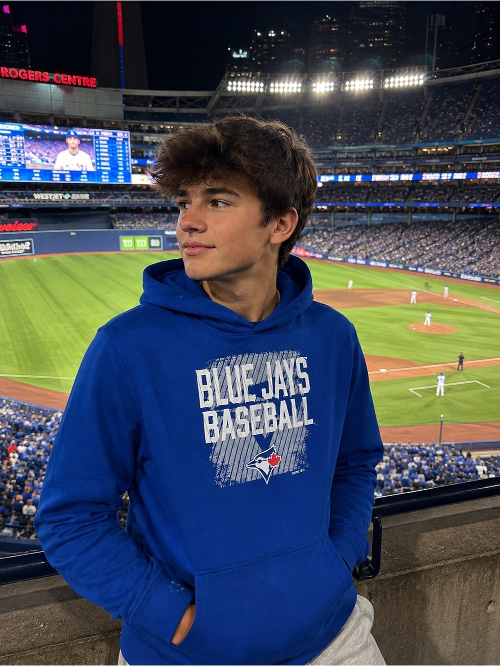 Blue Graphic Youth Hoodie - Royal Blue Blue Jays Baseball